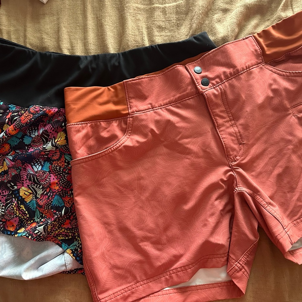 Women's Coral and Black Athletic Shorts
